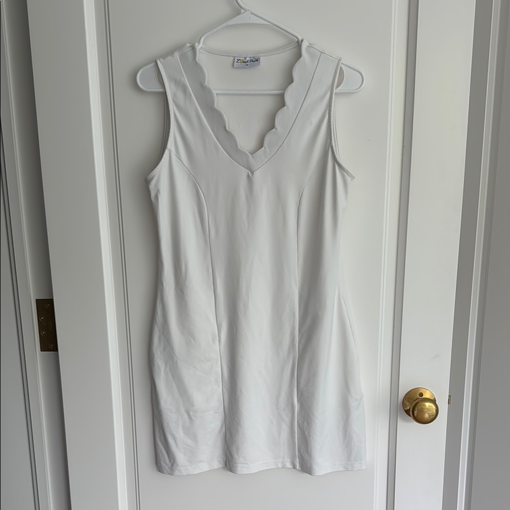 Scalloped White tennis Sleeveless Dress